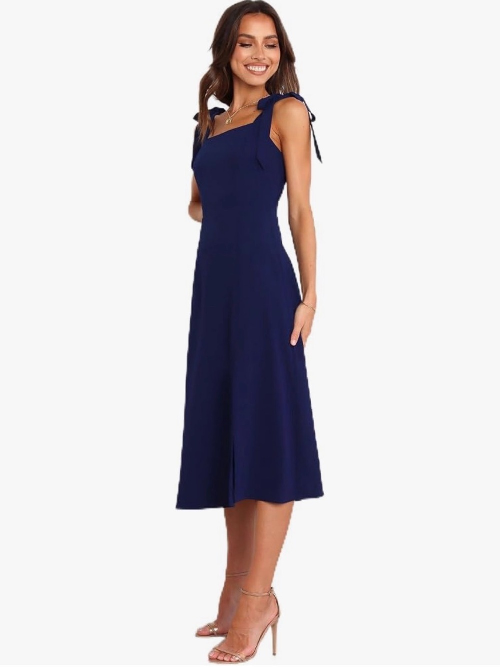 Pedal & Pump Navy Blue Tie Strap Midi Dress | Bow Shoulder Sundress❤️🍒